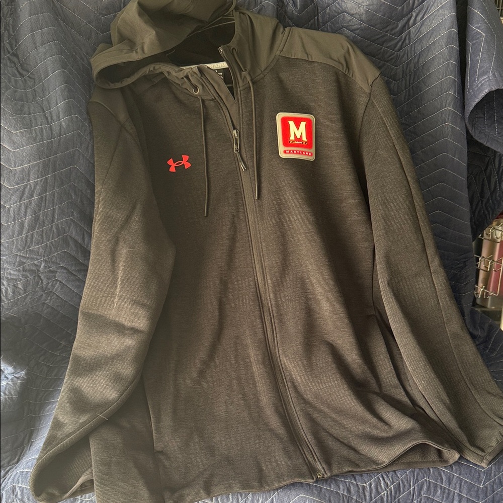 Under Armour Black Full-Zip Hoodie with university of Maryland Logo